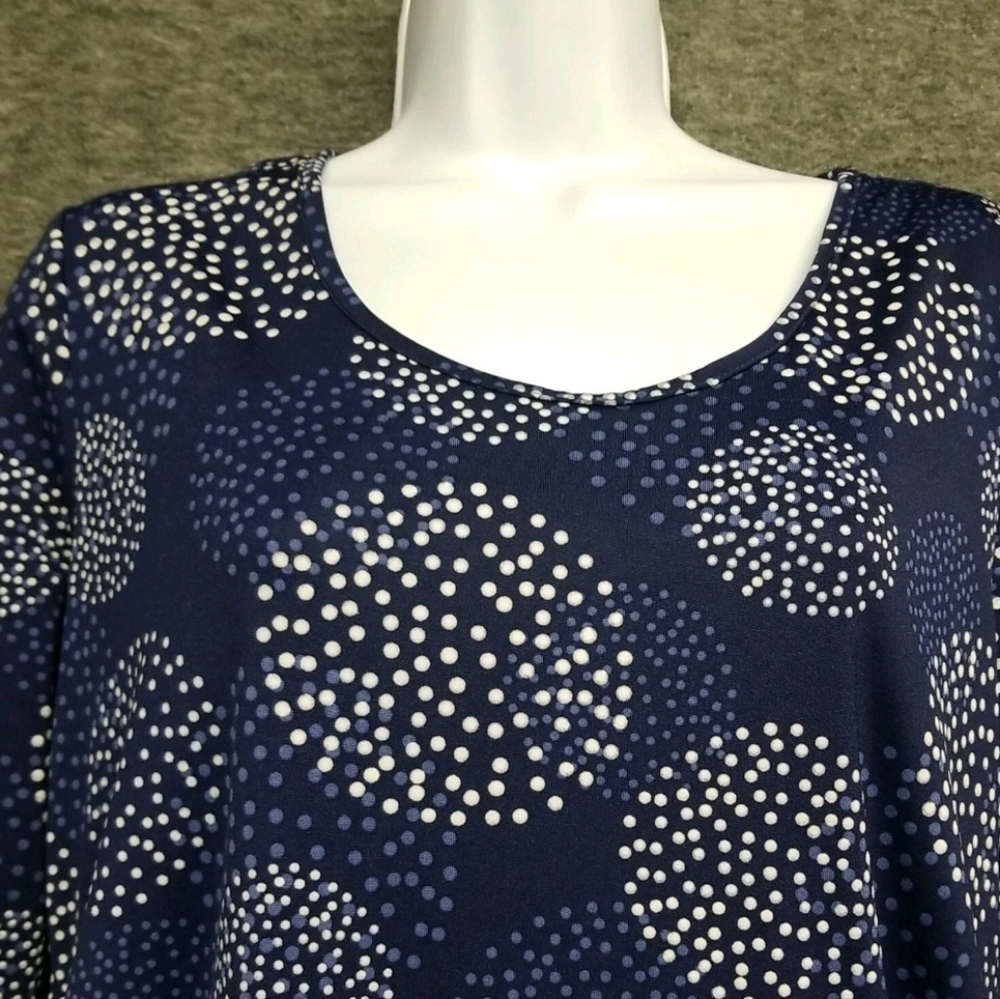 Valerie Stevens Women's Blue, With White Polka Dot, 3/4 Sleeve Size S Top Blouse - Picture 7 of 16